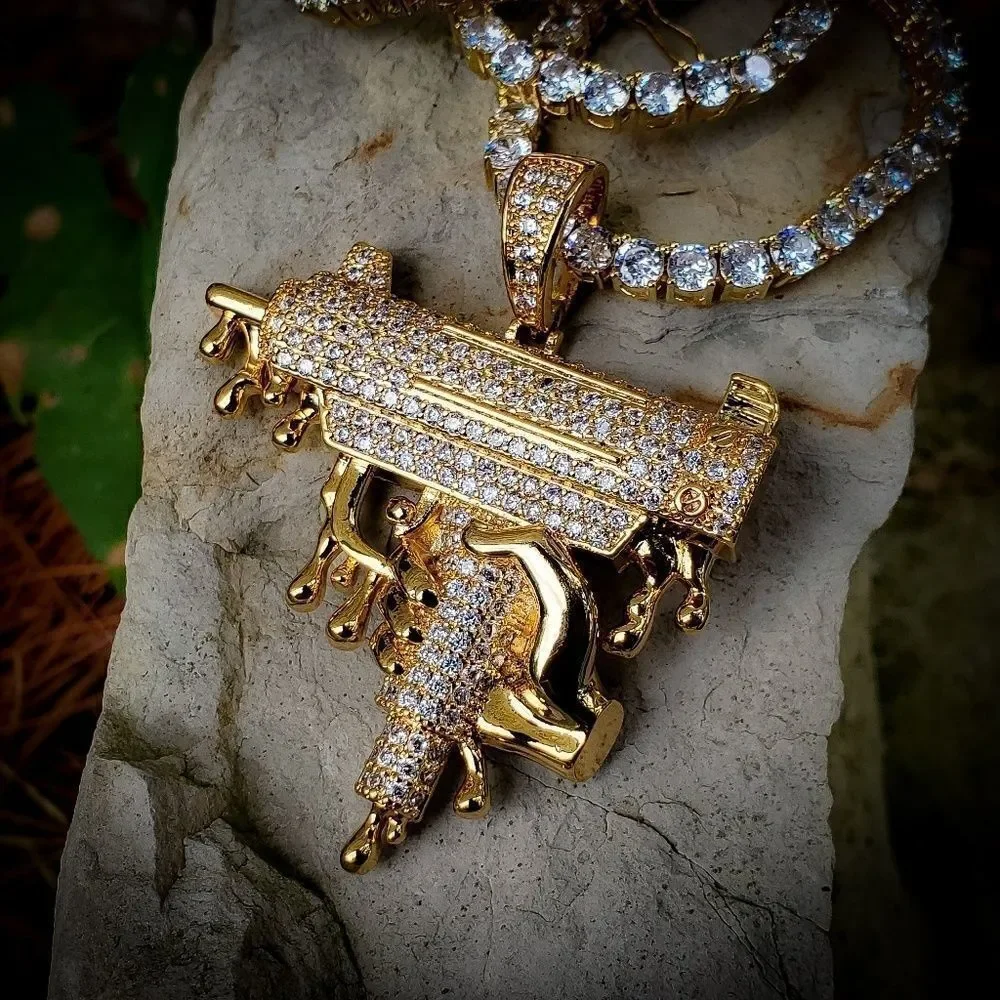 14k gold plated Uzi Drip tennis necklace
